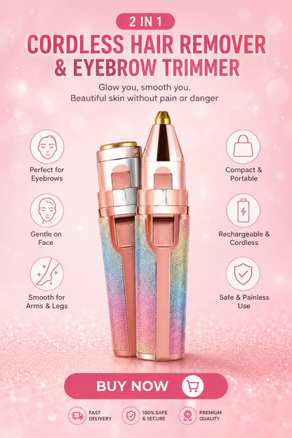 2-in-1 Rechargeable Ladies Hair Remover & Eyebrow Trimmer