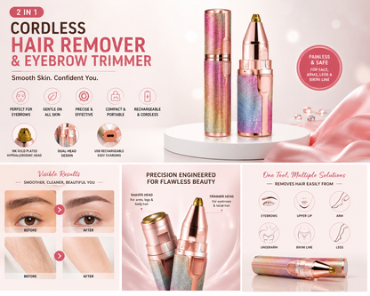 2-in-1 Rechargeable Ladies Hair Remover & Eyebrow Trimmer