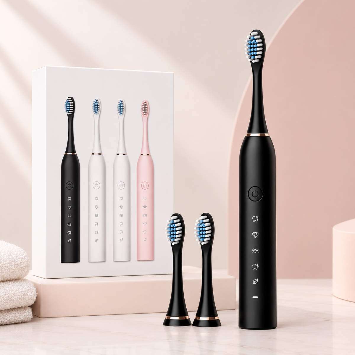 X-3 Sonic Electric Toothbrush with Extra Brush Heads – Rechargeable & Deep Cleaning