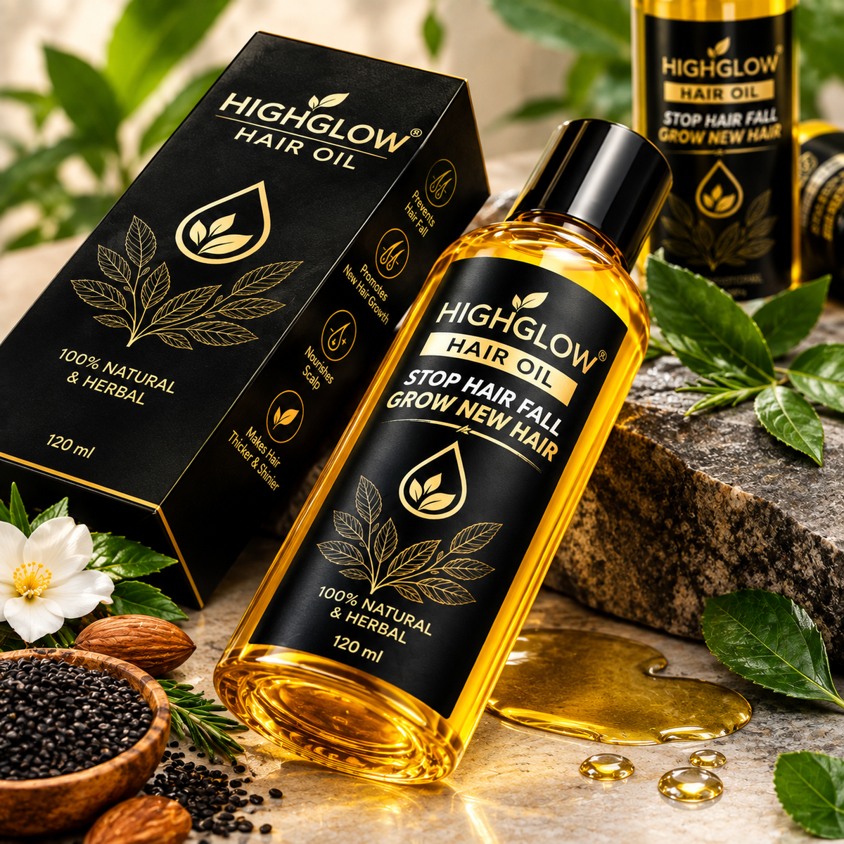 Highglow Hair Oil – Hair Fall Control & Hair Growth Formula
