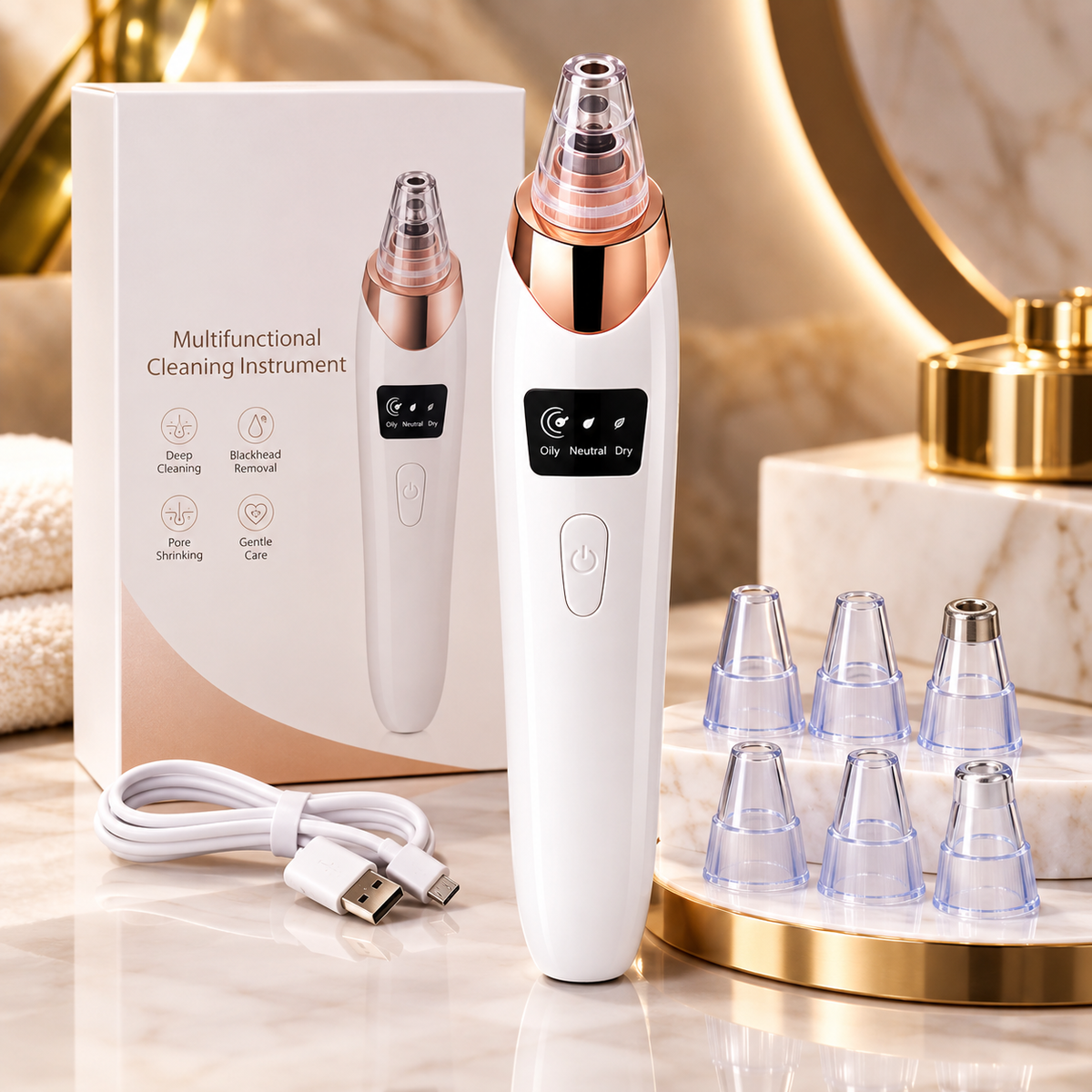 Luxury Blackhead Remover Vacuum – Deep Pore Cleaner with 5 Heads