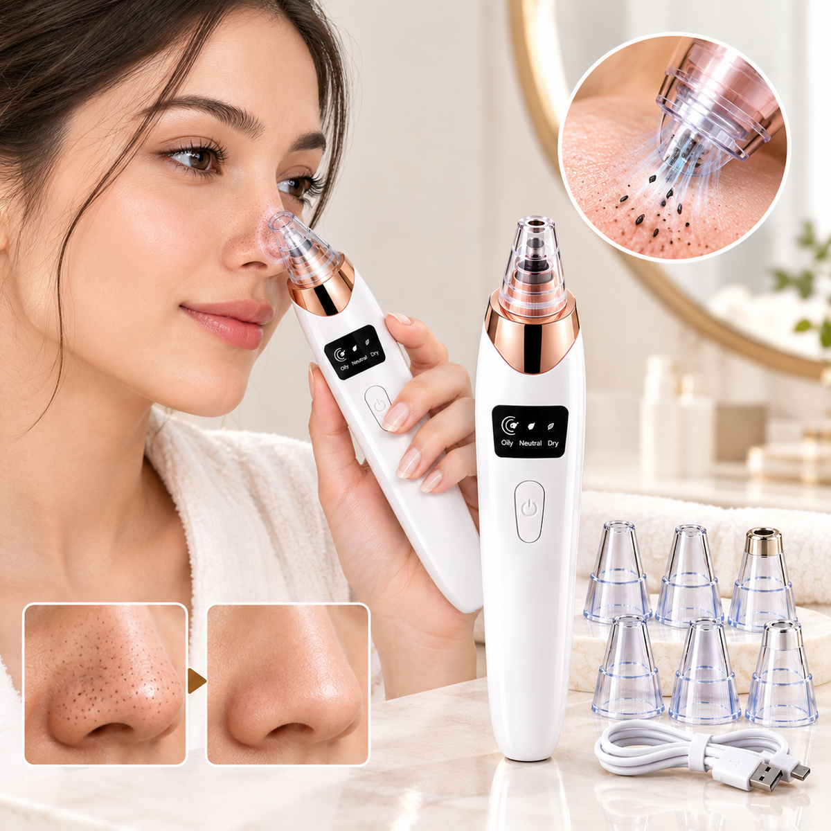 Luxury Blackhead Remover Vacuum – Deep Pore Cleaner with 5 Heads