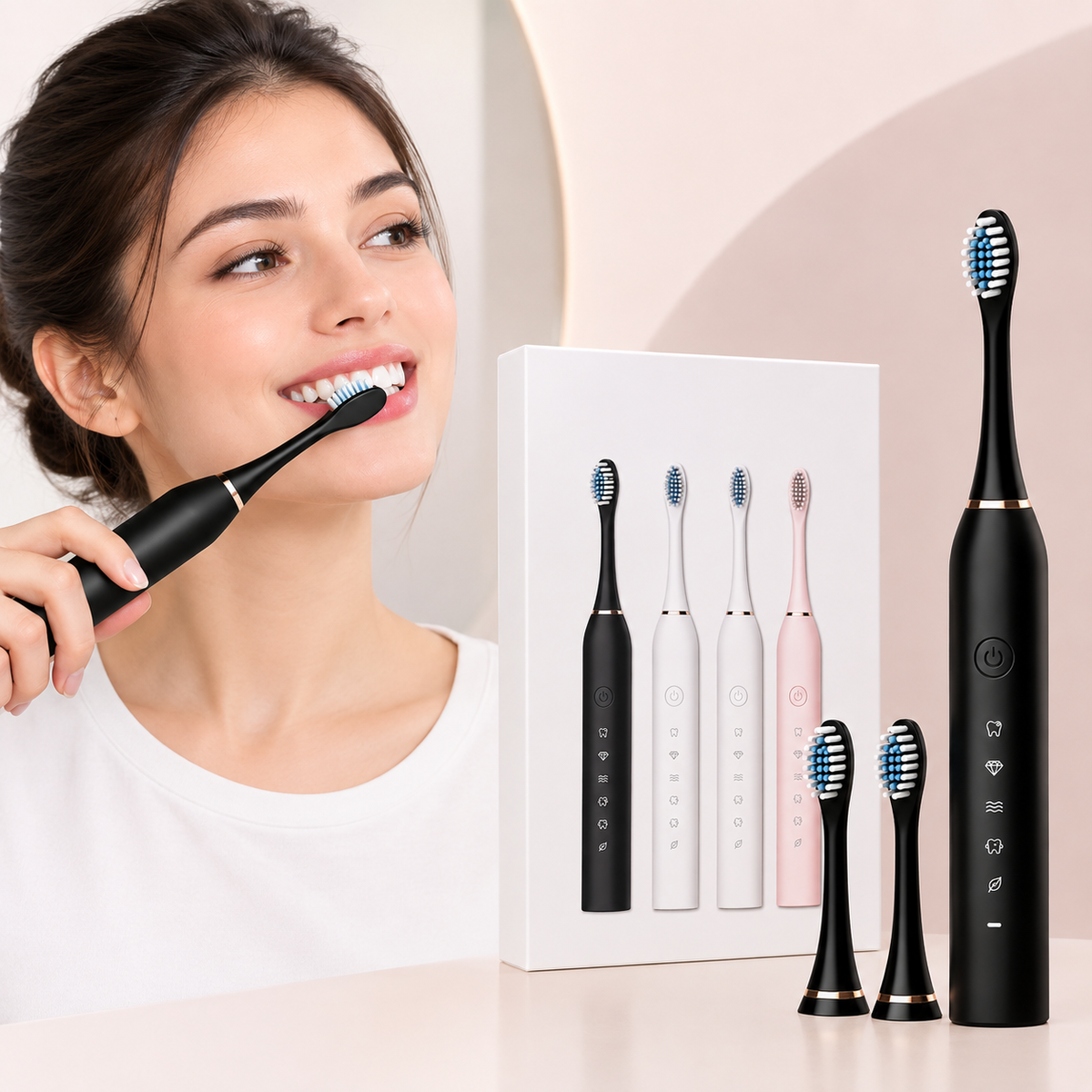 X-3 Sonic Electric Toothbrush with Extra Brush Heads – Rechargeable & Deep Cleaning